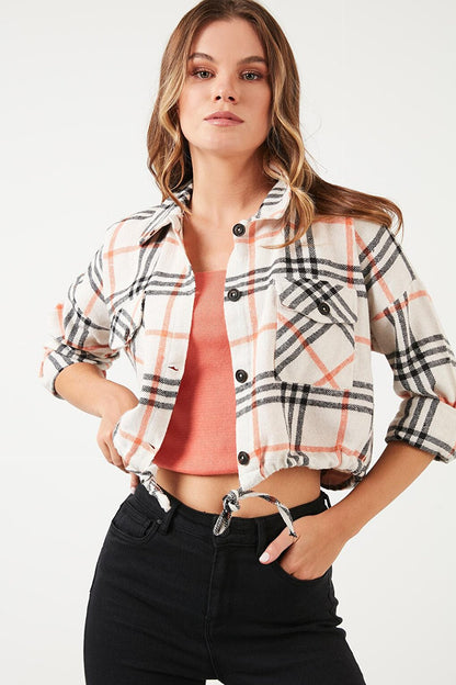 Cotton Ruffle Detailed Double Pocket Jacket Lumberjack Shirt 59120463