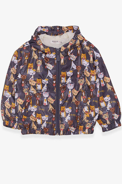 Girl's Raincoat Kitten Patterned Smoked (Age 1-3)