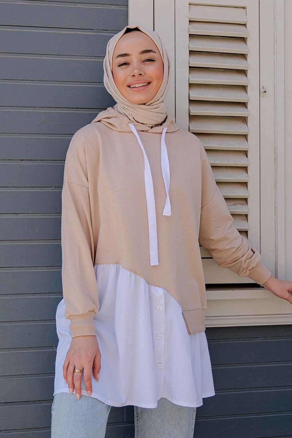 Women's Hooded Tunic Cream