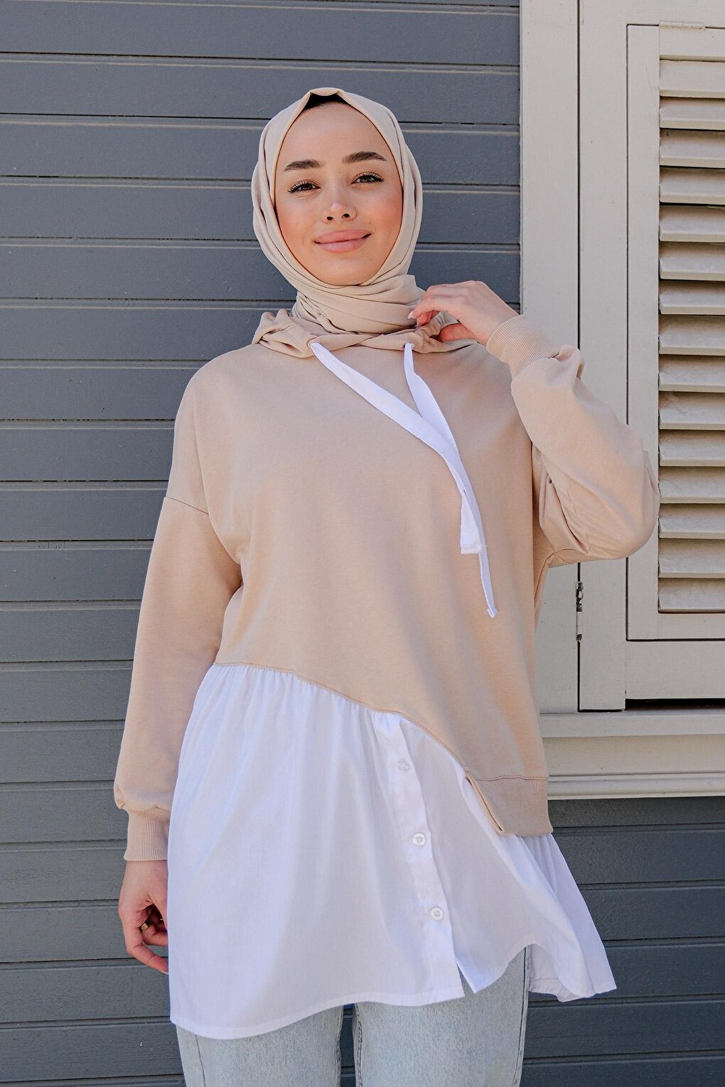 Women's Hooded Tunic Cream