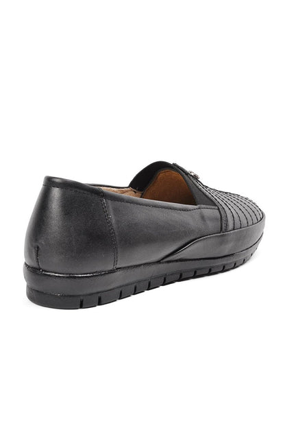 144 Black Comfort Genuine Leather Women's Casual Shoes