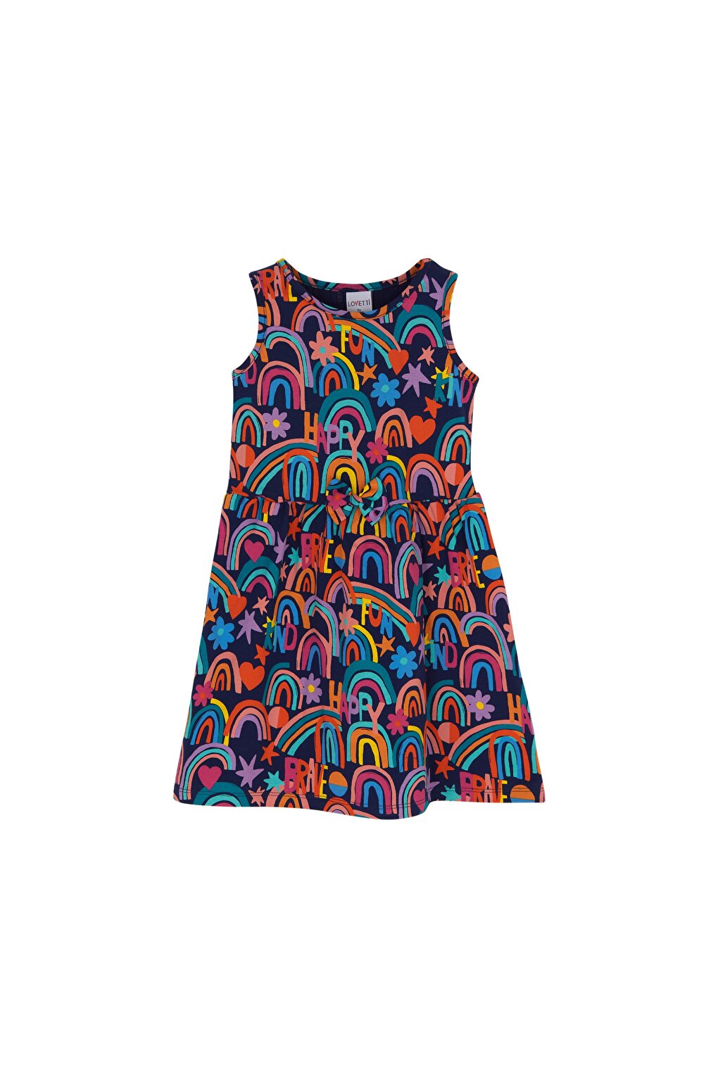 Girl Brave &amp; Happy Pattern Sleeveless Dress