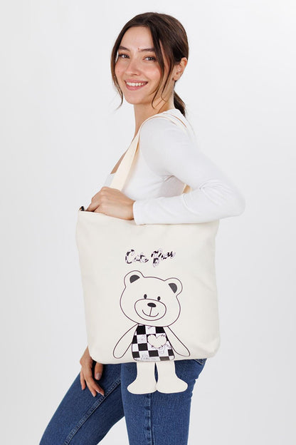 Footed Bear Shoulder Bag White