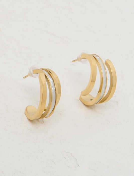 White Geometric Figure Multiple Hoop Earrings