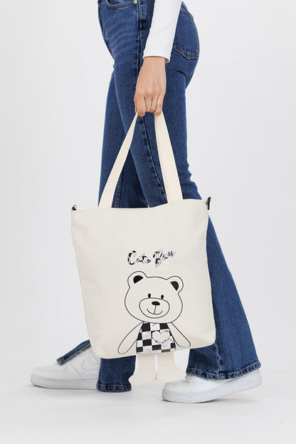 Footed Bear Shoulder Bag White