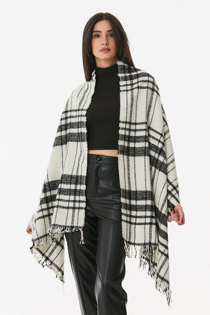 Plaid Patterned Soft Textured Shawl