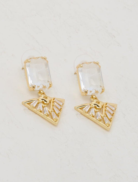 Golden Triangle Figured Shiny Stone Earrings