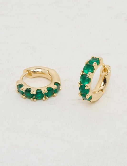 Green Zircon Stone Hoop Earrings