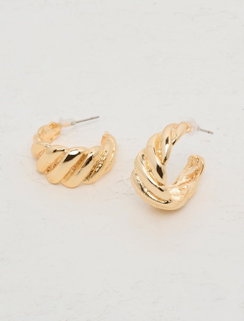 Gold Stud Detailed Hoop Earrings