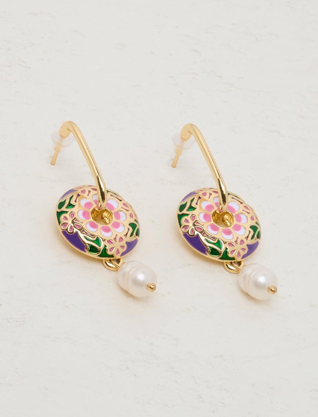 Mixed Ethnic Patterned Enamel Earrings