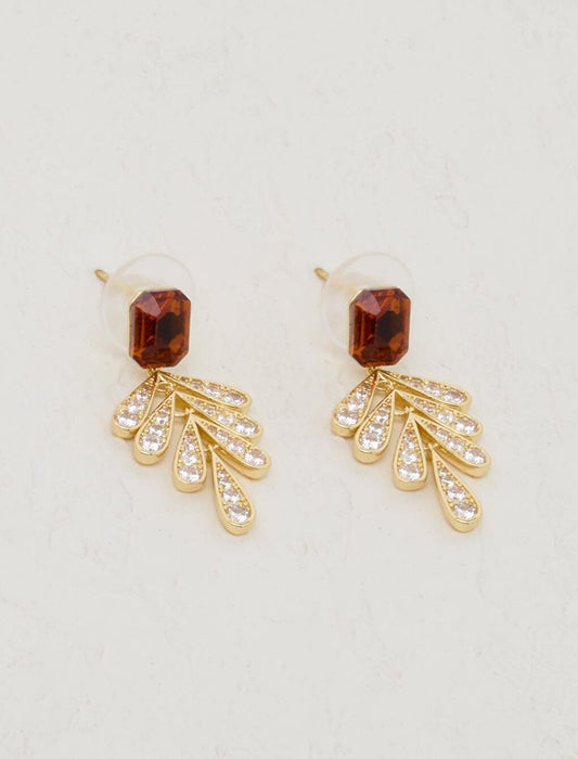 Brown Shiny Stone Drop Earrings