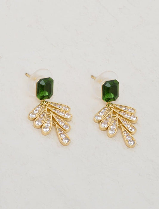 Green Shiny Stone Drop Earrings