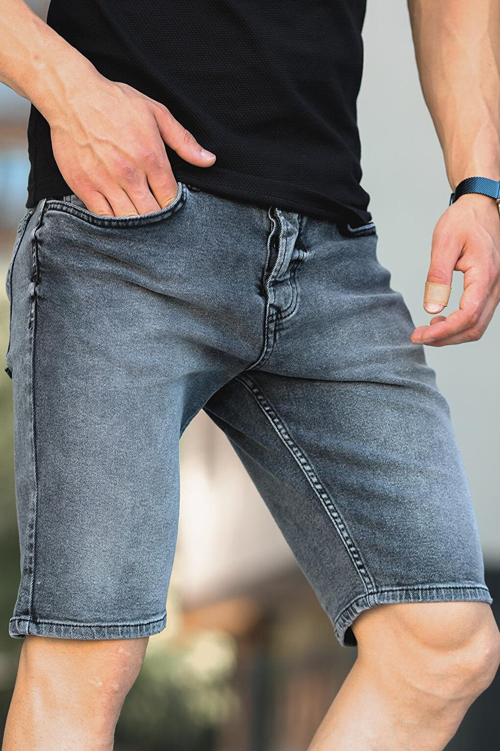 Ntn 6690 Lycra Slim Fit Men's Jean Shorts