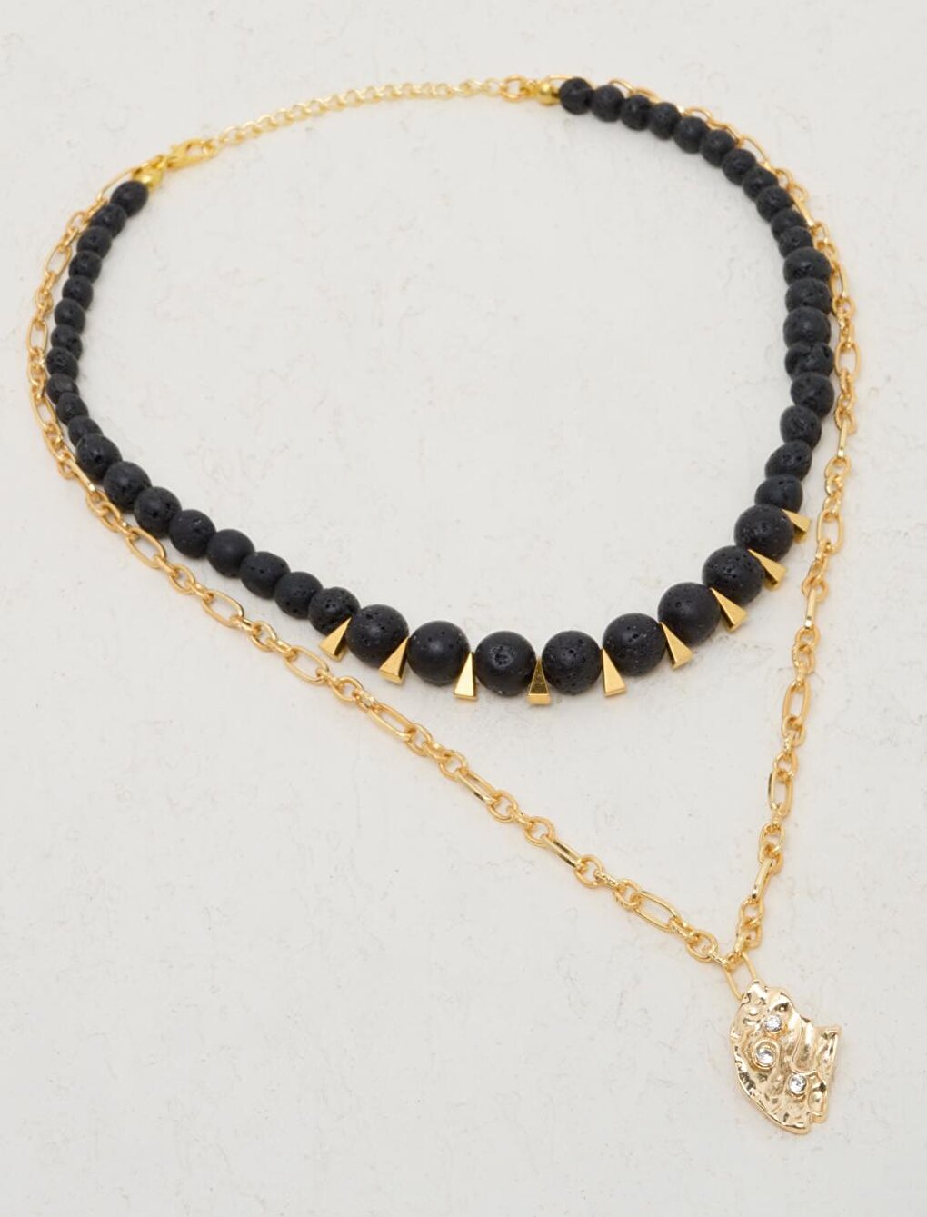 Black Natural Stone Large Figured Necklace