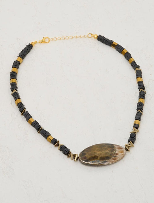 Black Natural Stone Ethnic Necklace