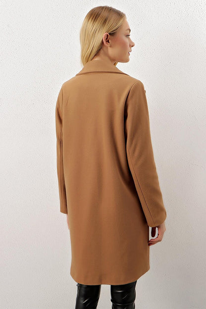 Mink Single Button Pocket Cashmere Coat