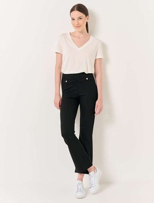 Black High Waist Wide Leg Fillet Pocket Trousers