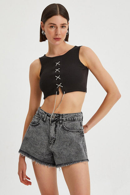 Women's Tasseled Short Jean Shorts