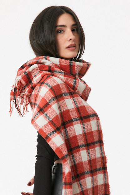 Plaid Patterned Soft Textured Shawl