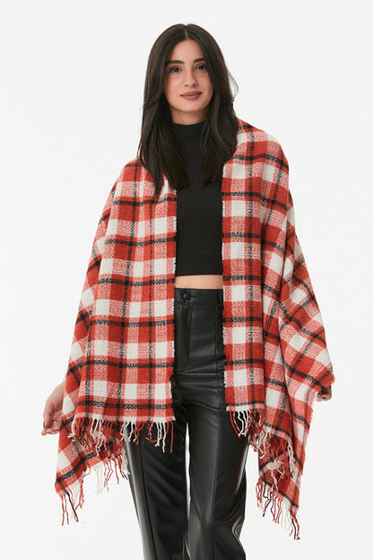 Plaid Patterned Soft Textured Shawl