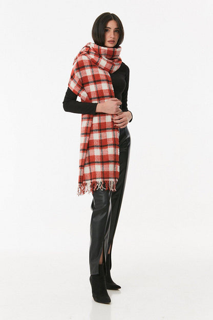 Plaid Patterned Soft Textured Shawl