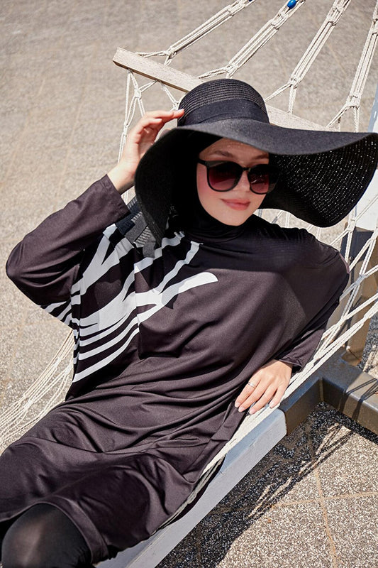 Black Fully Covered Hijab Swimsuit M2308