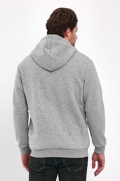 3 String Raised Zippered Hooded Men's Sweatshirt