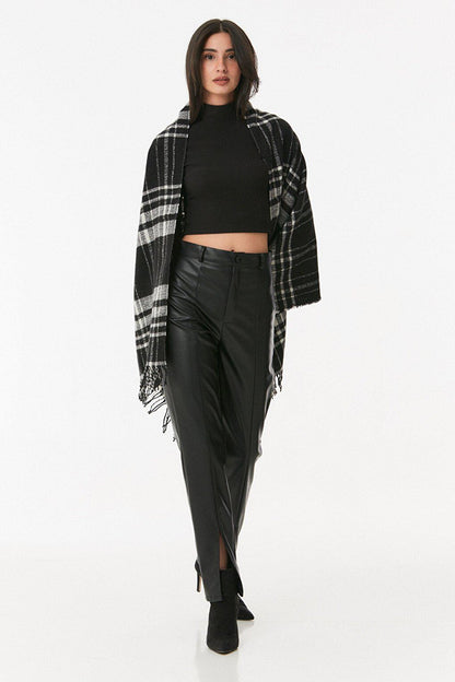 Plaid Patterned Soft Textured Shawl