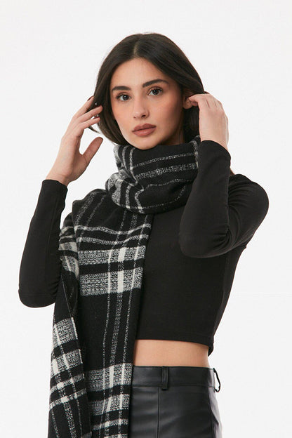 Plaid Patterned Soft Textured Shawl