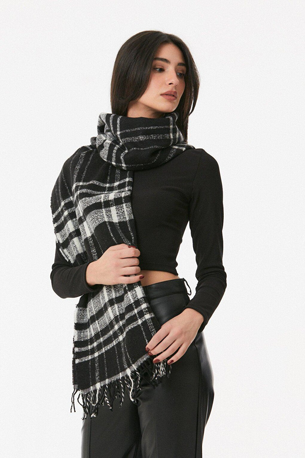 Plaid Patterned Soft Textured Shawl