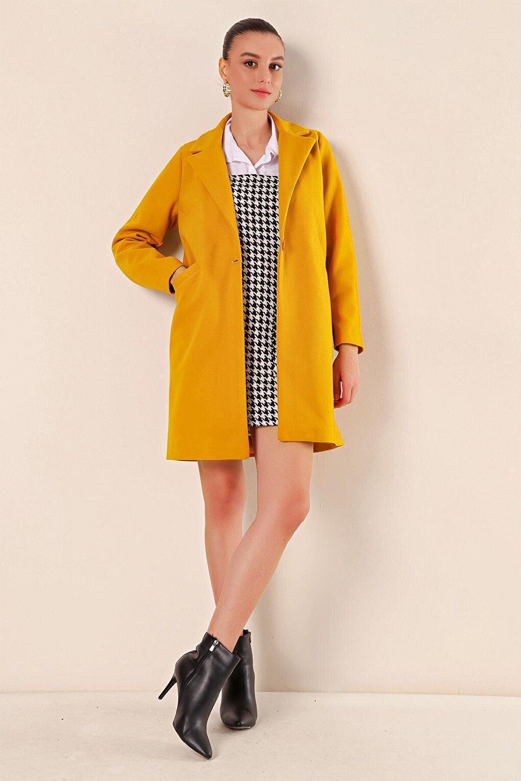 9085 Kaşe Coat - Yellow