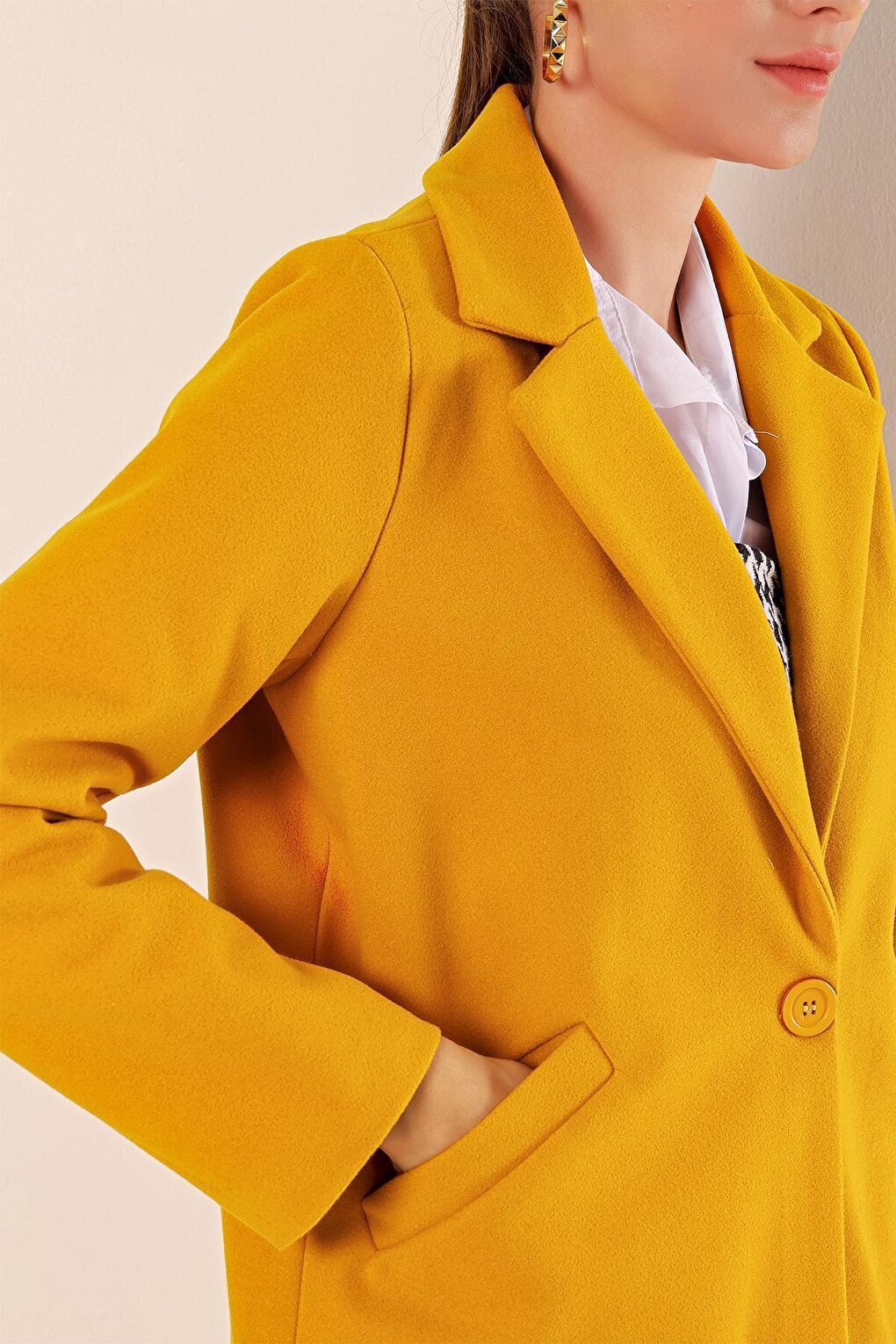 9085 Kaşe Coat - Yellow