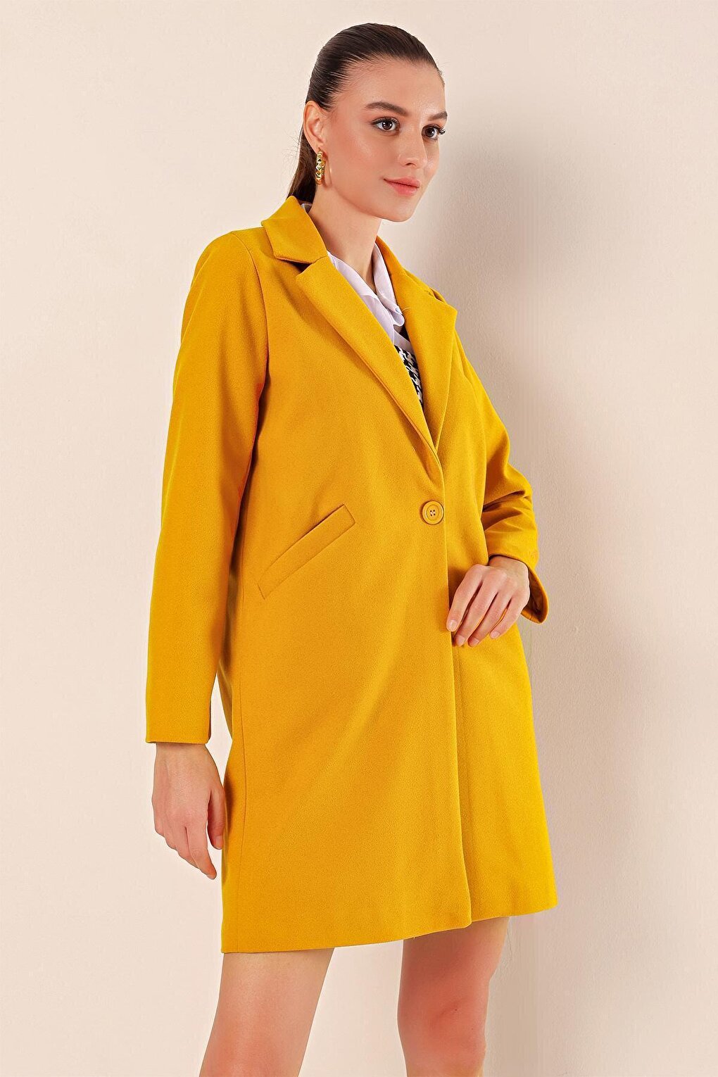 9085 Kaşe Coat - Yellow