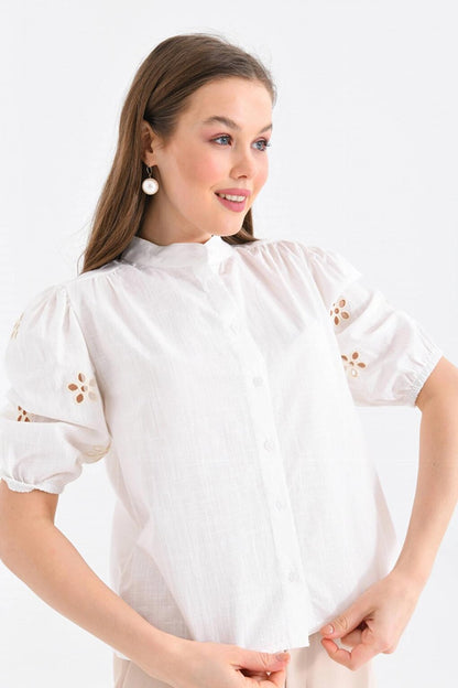 Ecru Balloon Sleeve Shirt