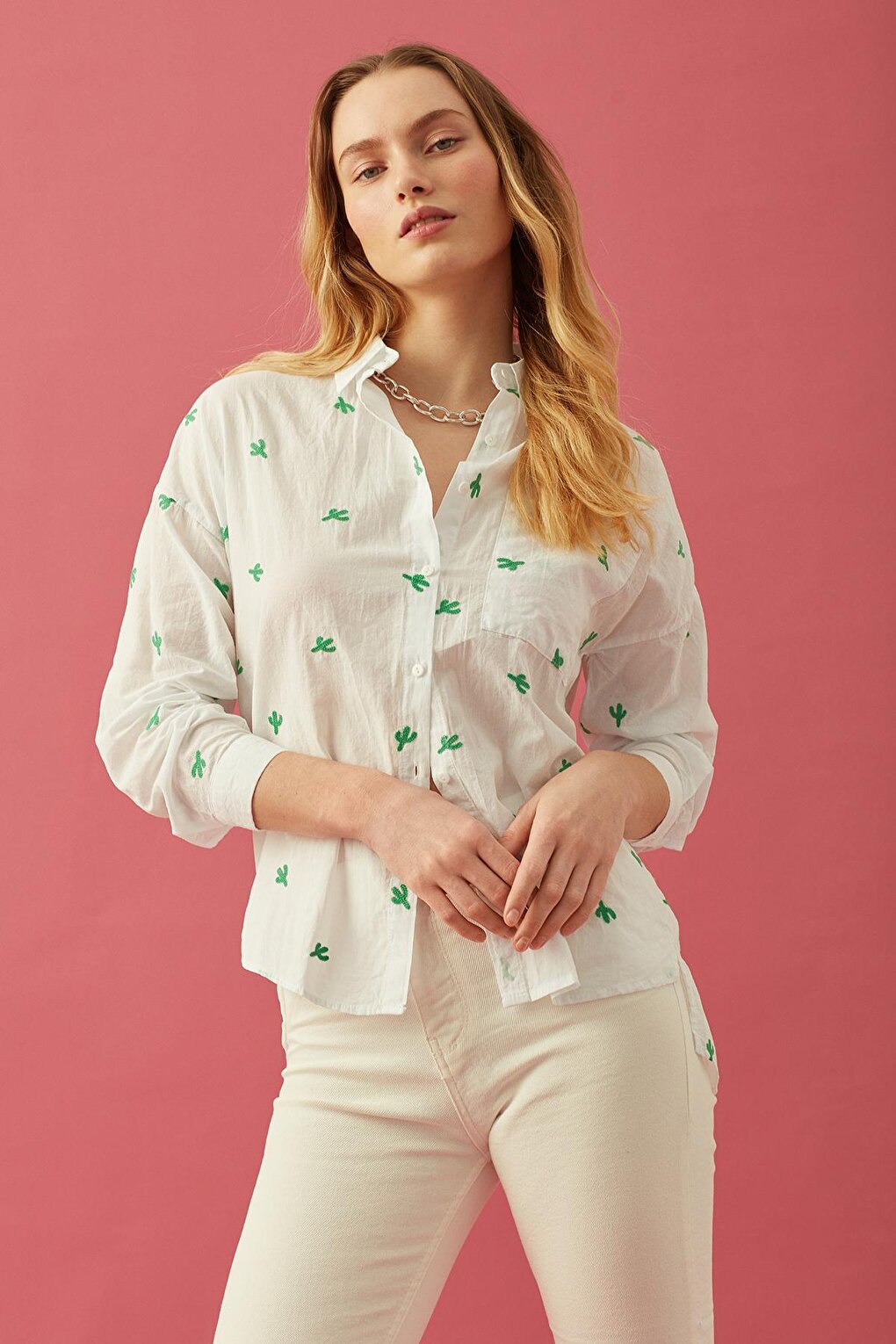 White Shirt with Embroidery Detail