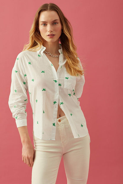 White Shirt with Embroidery Detail