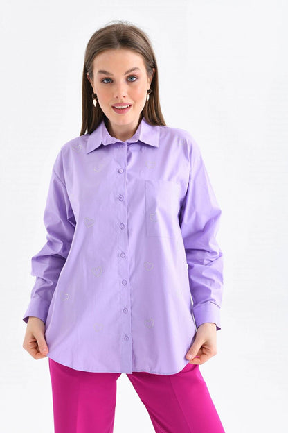 Lilac Pocket Detailed Women's Shirt