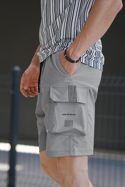 Doriana Reflective Court Parachute Fabric Cargo Pocket Men's Shorts