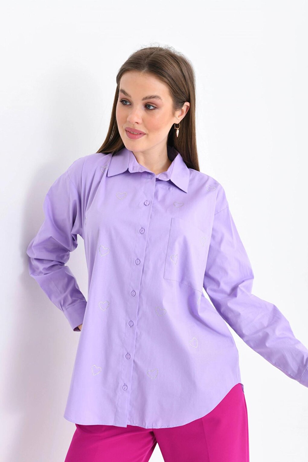 Lilac Pocket Detailed Women's Shirt