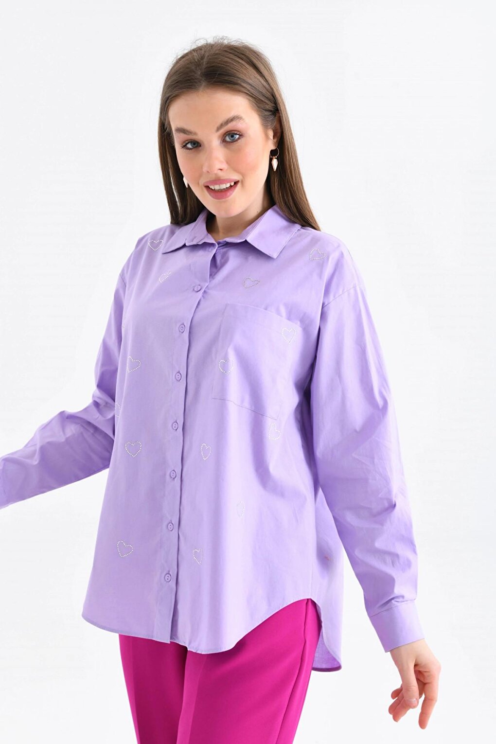 Lilac Pocket Detailed Women's Shirt