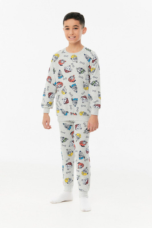 Dog Printed Crew Neck Boy Pajama Set