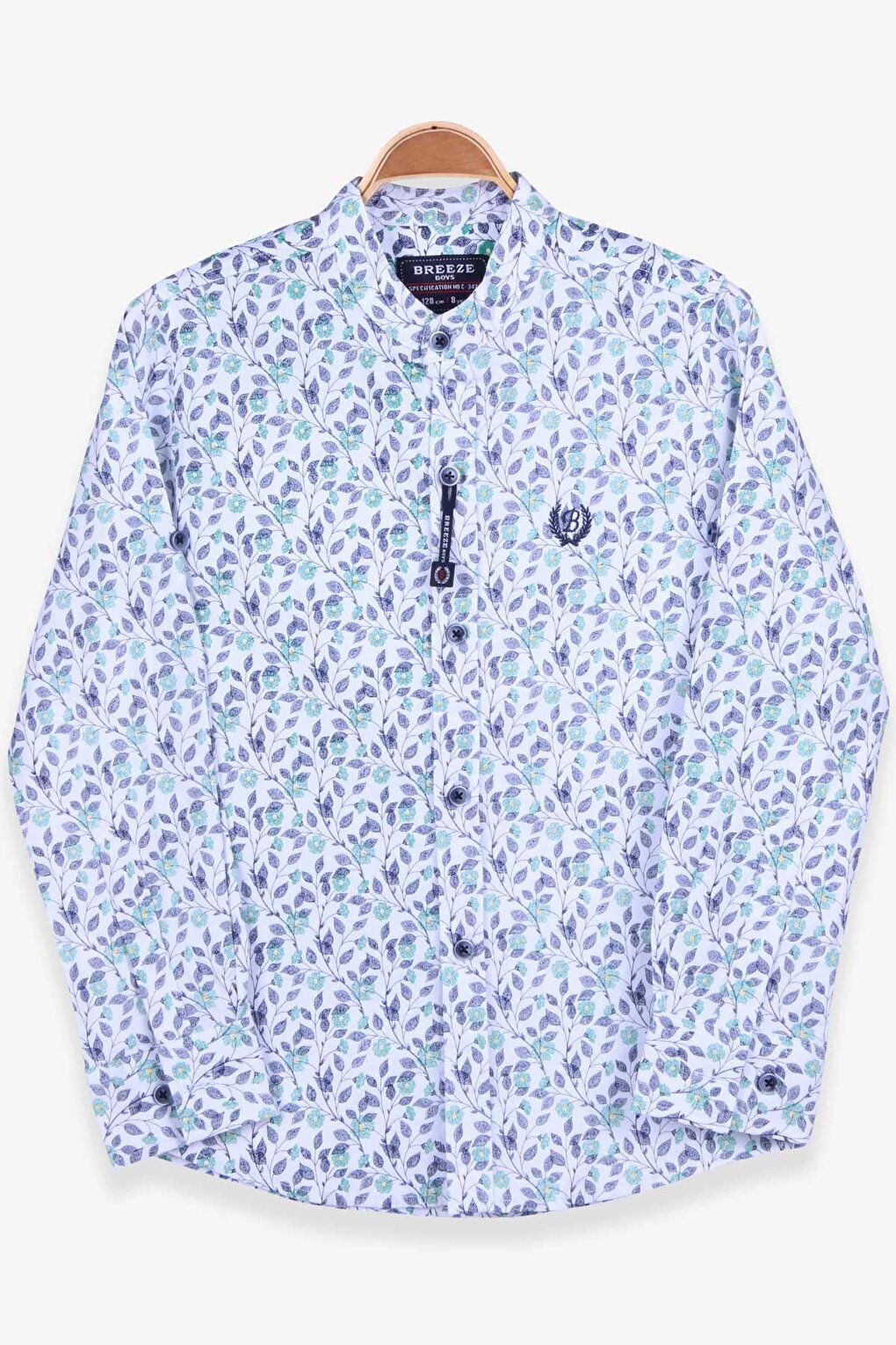 Boy's Shirt Flower Patterned White (8-14 Years)