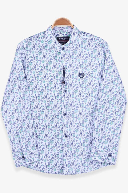 Boy's Shirt Flower Patterned White (8-14 Years)