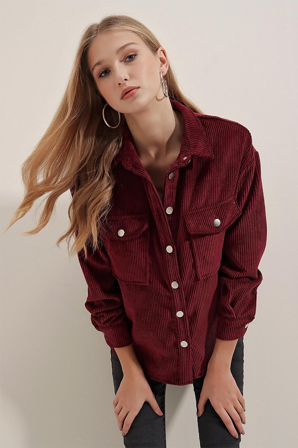 3865 Striped Velvet Shirt - Plum