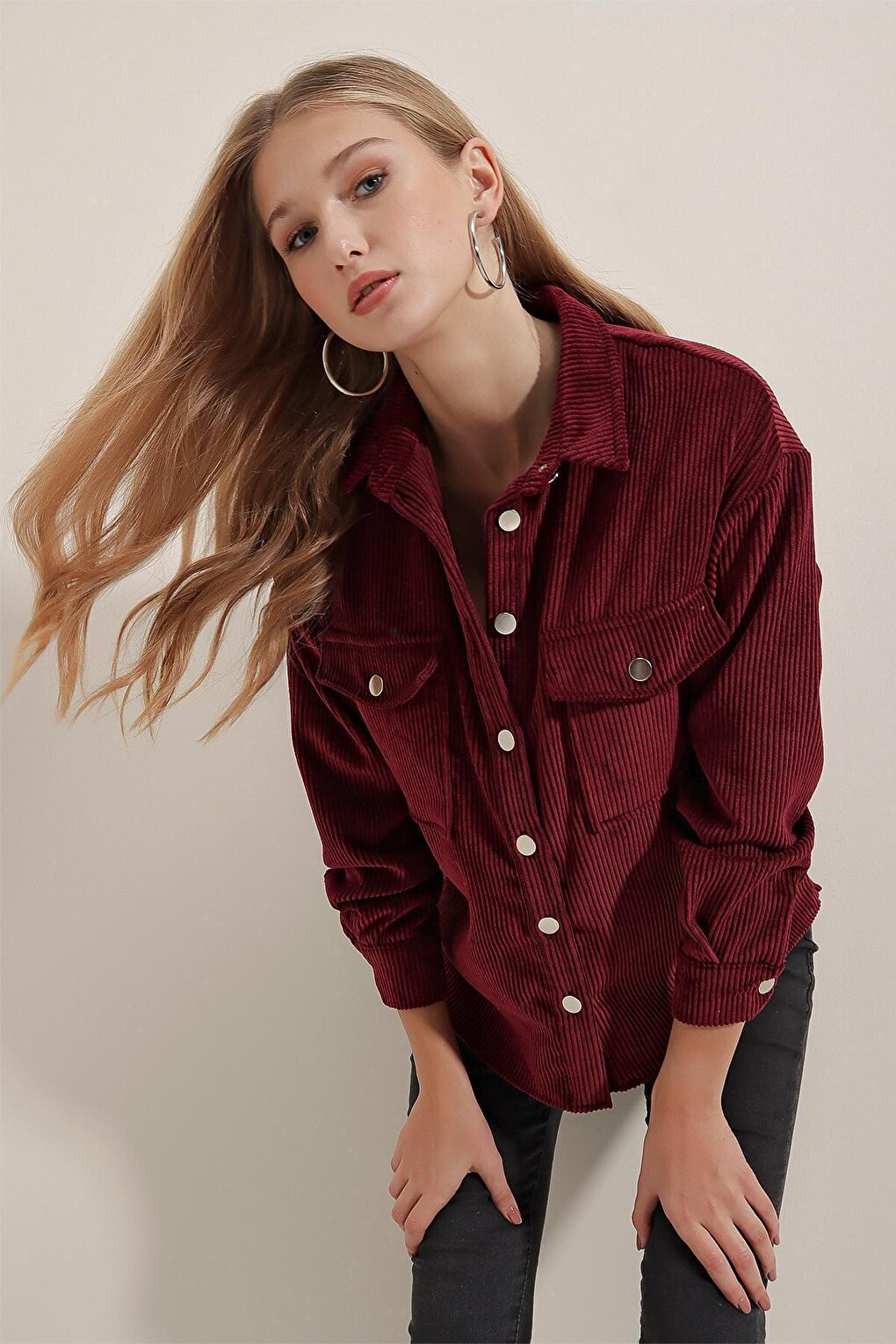 3865 Striped Velvet Shirt - Plum