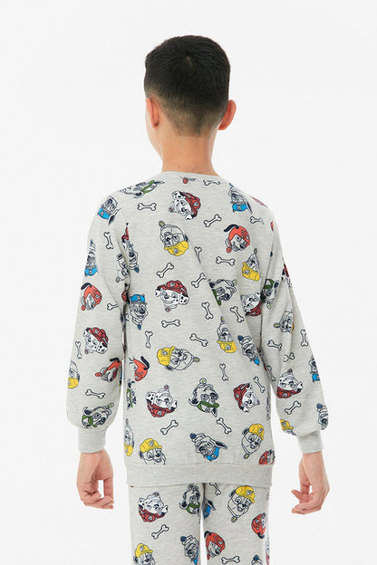 Dog Printed Crew Neck Boy Pajama Set