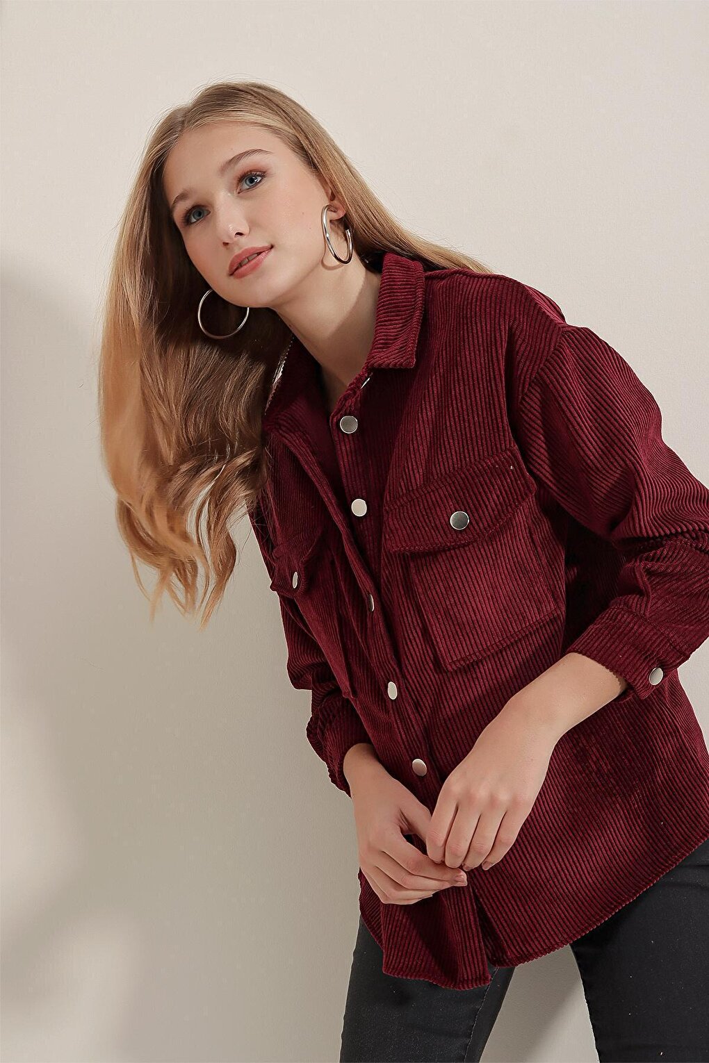 3865 Striped Velvet Shirt - Plum