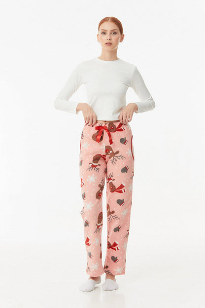 Panda Printed Pocket Fleece Pajama Bottoms