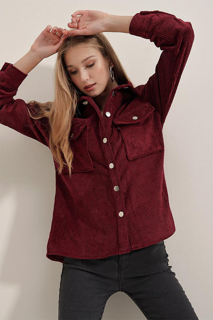 3865 Striped Velvet Shirt - Plum