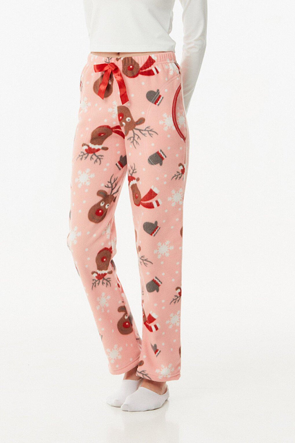 Panda Printed Pocket Fleece Pajama Bottoms